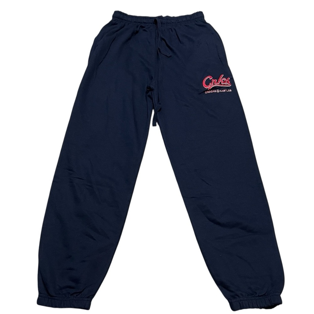Crooks & Castles men’s Joggers sweatpants red logo size Small‎ black tapered leg